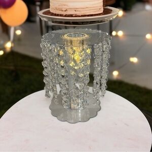 Clear Acrylic Beaded Chandelier Cake Stand with LED Lights 8"x9" Wedding Party